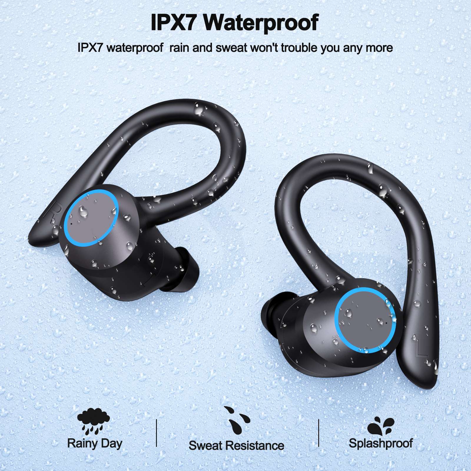 Q23 Ear Hook Headsets Waterproof TWS Wireless Bluetooth Earbuds Sports Touch Controlled Earphones with Charging Cable Q23 Ear Hook Headsets Waterproof TWS Wireless Bluetooth Earbuds Sports Touch Controlled Earphones with Charging Cable